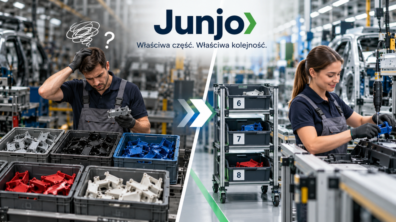 Junjo: właściwa część, właściwa kolejność. Kompletacja części w sekwencji zleceń przy linii montażowej